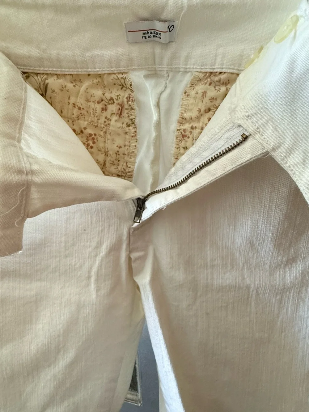 Casual Cream Denim Bermuda Shorts